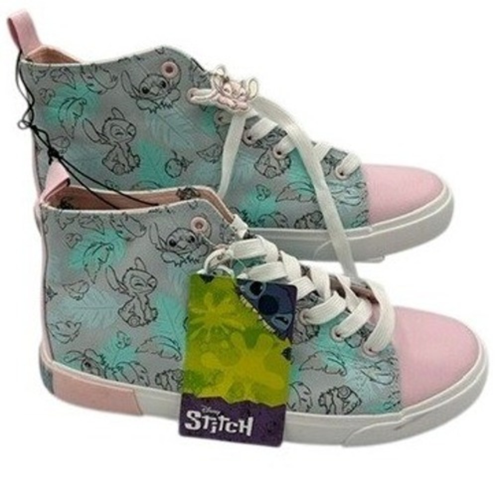 Ground Up Disney Stitch Angel High Top Sneakers Girls Size 11 Teal Pink NEW